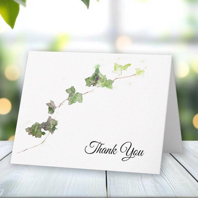 Green English Ivy Vine Watercolor Thank You (Creator Uploaded)