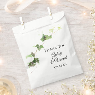 Green English Ivy Vine Watercolor Wedding Favour Bags