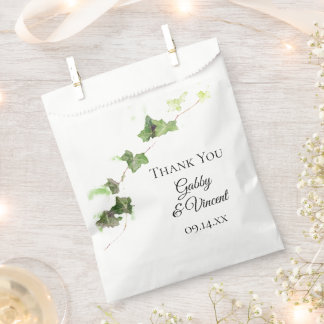 Green English Ivy Vine Watercolor Wedding Favour Bags