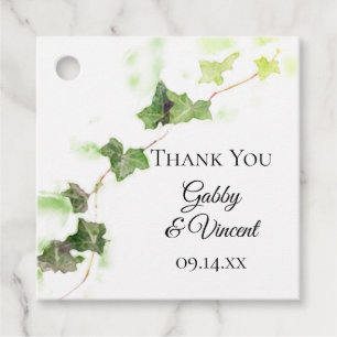 Green English Ivy Vine Watercolor Wedding Favour Tags