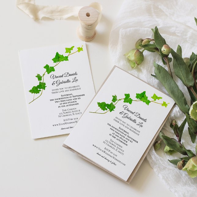 Green English Ivy Vine Wedding Invitation (Creator Uploaded)