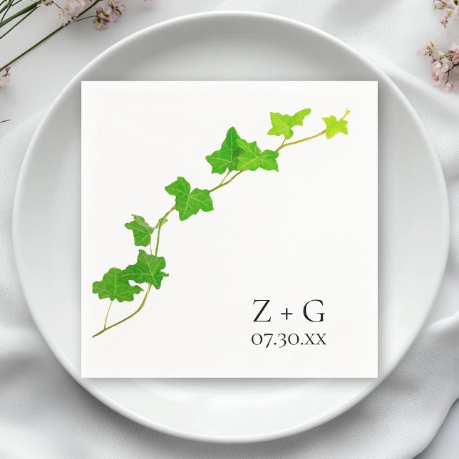 Green English Ivy Vine Wedding  Napkin (Creator Uploaded)