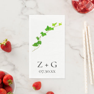 Green English Ivy Vine Wedding Paper Guest Towels Napkin