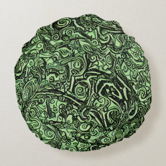 Green Enigma Round Pillow