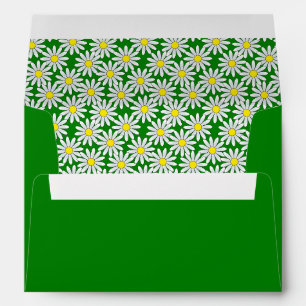 Green Envelope, White Daisy Lined Envelope