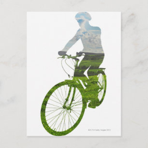 green, environmentally friendly transport postcard