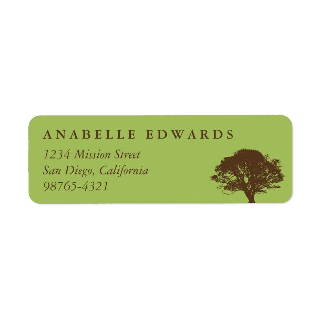 Green eternal oak tree custom return address (Front)