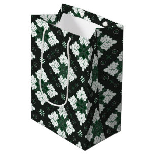 Green ethnic damask batik seamless pattern medium gift bag