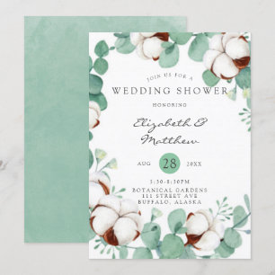 Green Eucalyptus and Cotton Wedding Shower Invitat Invitation