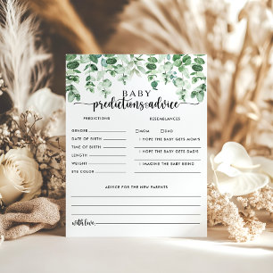 Green Eucalyptus Baby Predictions and Advice Cards