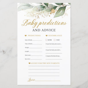 Green Eucalyptus baby predictions and advice game