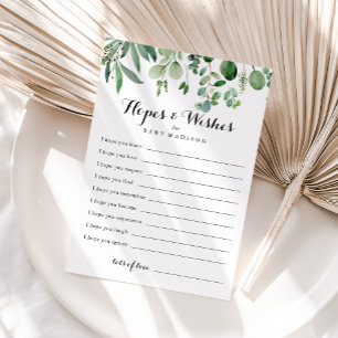 Green Eucalyptus Baby Shower Hopes & Wishes Card