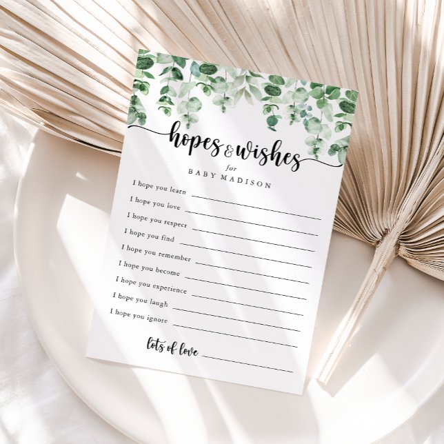 Green Eucalyptus Baby Shower Hopes & Wishes Card (Creator Uploaded)