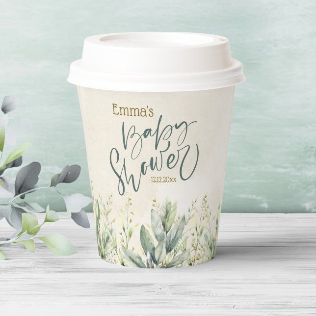 Green Eucalyptus Baby Shower  Paper Cups (Creator Uploaded)