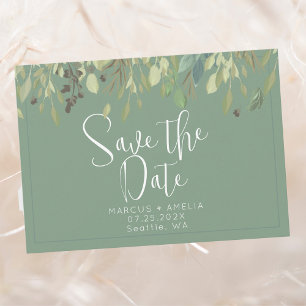 Green  Eucalyptus Border Save The Date QR Code