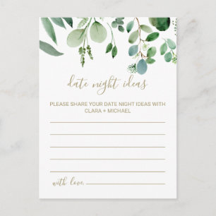 Green Eucalyptus Botanical Date Night Ideas Cards