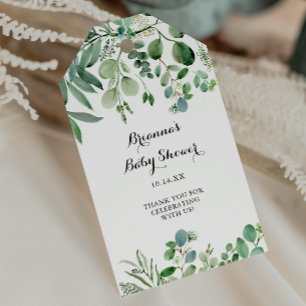 Green Eucalyptus Botanical Foliage Baby Shower Gift Tags