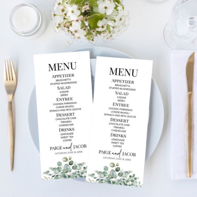 Green Eucalyptus Botanical Garden Wedding Food Menu (Creator Uploaded)