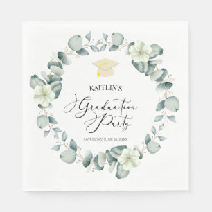Green Eucalyptus Botanical Graduation Party Napkin
