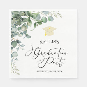 Green Eucalyptus Botanical Graduation Party Napkin