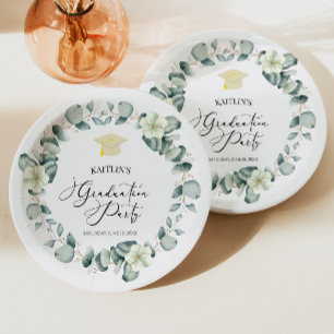 Green Eucalyptus Botanical Graduation Party Paper Plate
