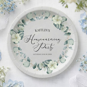 Green Eucalyptus Botanical Housewarming Party Paper Plate