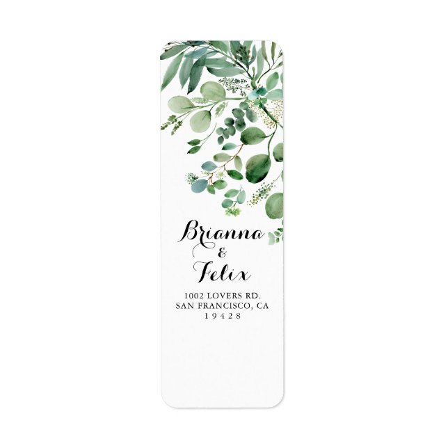Green Eucalyptus Botanical Return Address Label (Front)