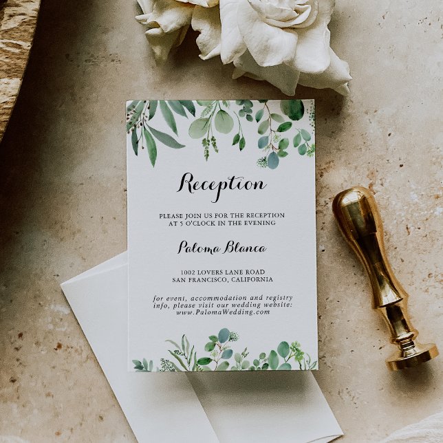 Green Eucalyptus Botanical Wedding Reception Enclosure Card (Creator Uploaded)