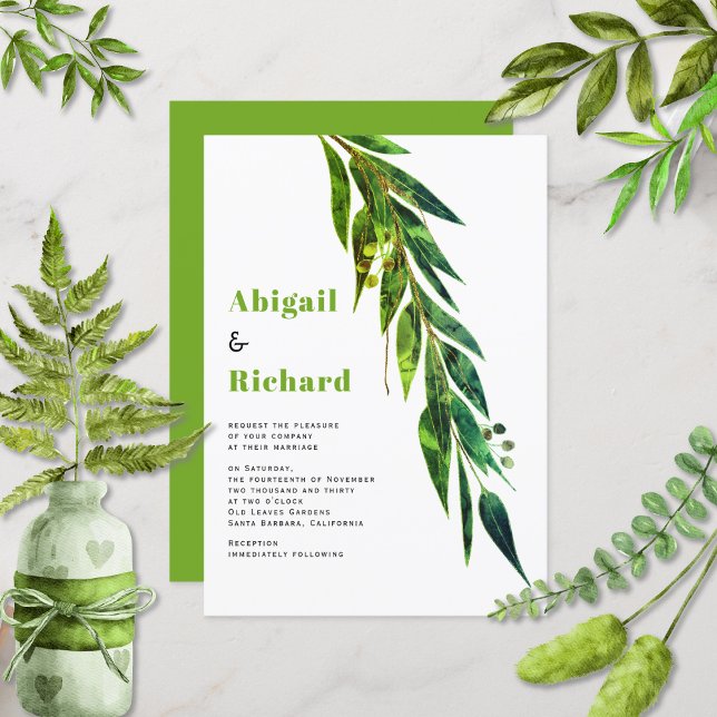 Green eucalyptus branch with leaves wedding invitation (Creator Uploaded)