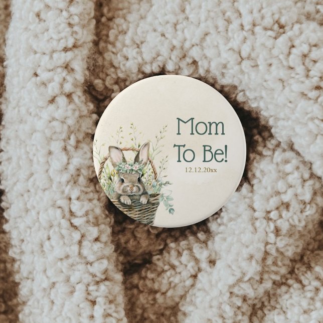 Green Eucalyptus Bunny Rabbit Baby Shower  7.5 Cm Round Badge (Creator Uploaded)