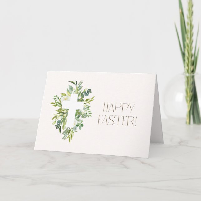 Green Eucalyptus Design Easter Holiday Card (Front)