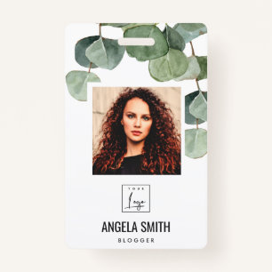 GREEN EUCALYPTUS EMPLOYEE PHOTO BARCODE NAME ID BADGE