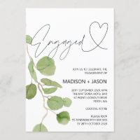 Green Eucalyptus Engagement Party Invitation