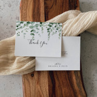 Green Eucalyptus Flat Wedding Thank You Card