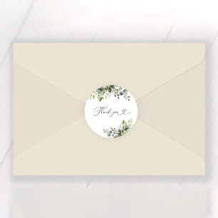Green Eucalyptus Floral Bridal Shower Classic Round Sticker