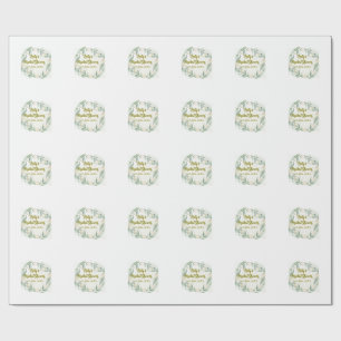 Green eucalyptus floral bridal shower name date go wrapping paper