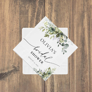 Green Eucalyptus Floral Bridal Shower Napkin