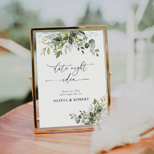 Green Eucalyptus Floral Date Night Idea Sign