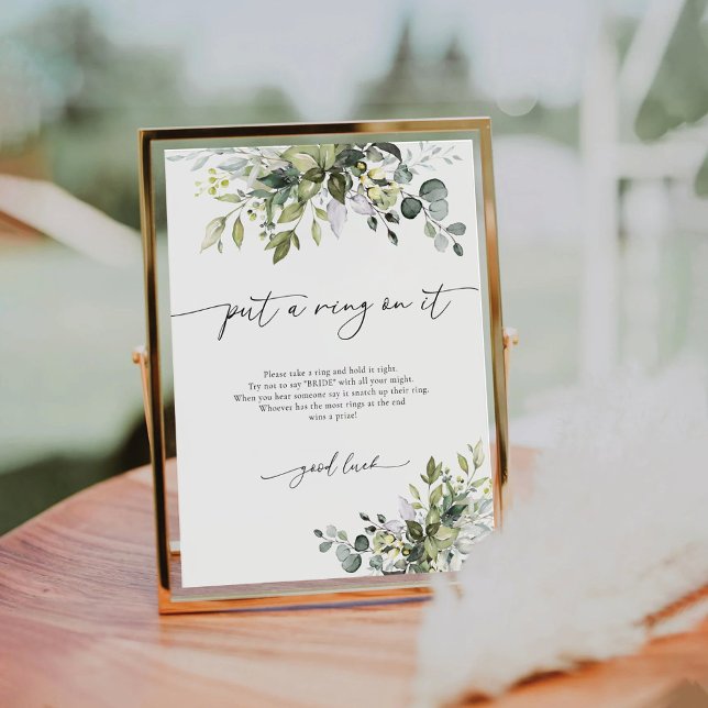 Green Eucalyptus Floral Put A Ring On It Sign (Creator Uploaded)