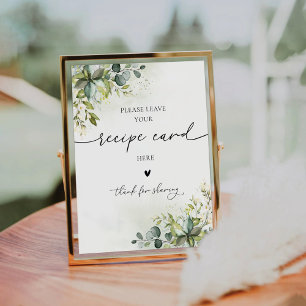 Green Eucalyptus Floral Recipe Card Sign