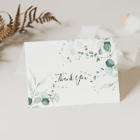 Green Eucalyptus Folded Wedding Thank You Card