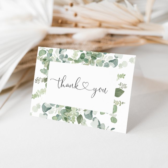 Green Eucalyptus Folded Wedding Thank You Card (Creator Uploaded)