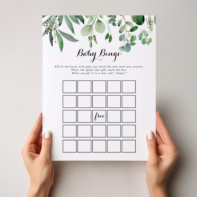 Green Eucalyptus Foliage Baby Bingo Shower Game (Creator Uploaded)