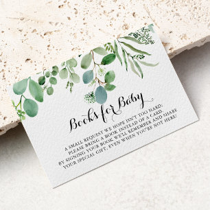 Green Eucalyptus Foliage Baby Shower Book Request Enclosure Card