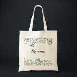 Green Eucalyptus Foliage Delight Bridesmaid Tote Bag<br><div class="desc">This green eucalyptus foliage delight bridesmaid tote bag is the perfect wedding gift to present your bridesmaids and maid of honor for a simple wedding. The design features botanical watercolor hand-drawn elegant eucalyptus,  inspiring natural beauty.</div>