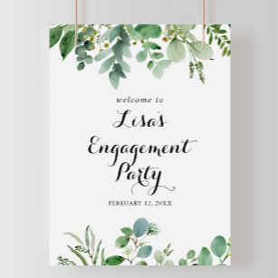 Green Eucalyptus Foliage Engagement Welcome  Poster
