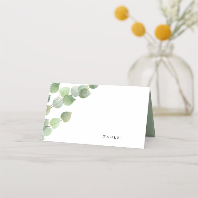 Green Eucalyptus Foliage Personalised Place Card (Front)