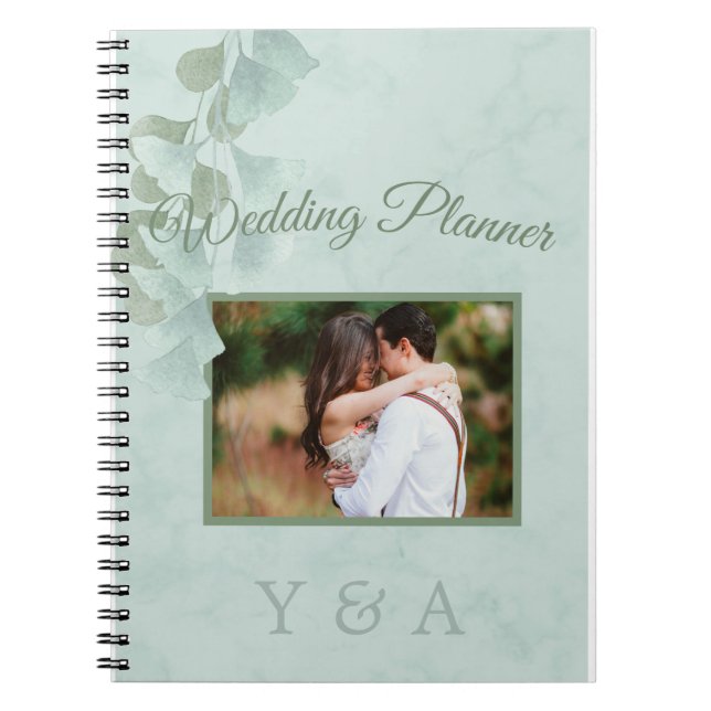 Green Eucalyptus Foliage Photo Wedding Planner Notebook (Front)