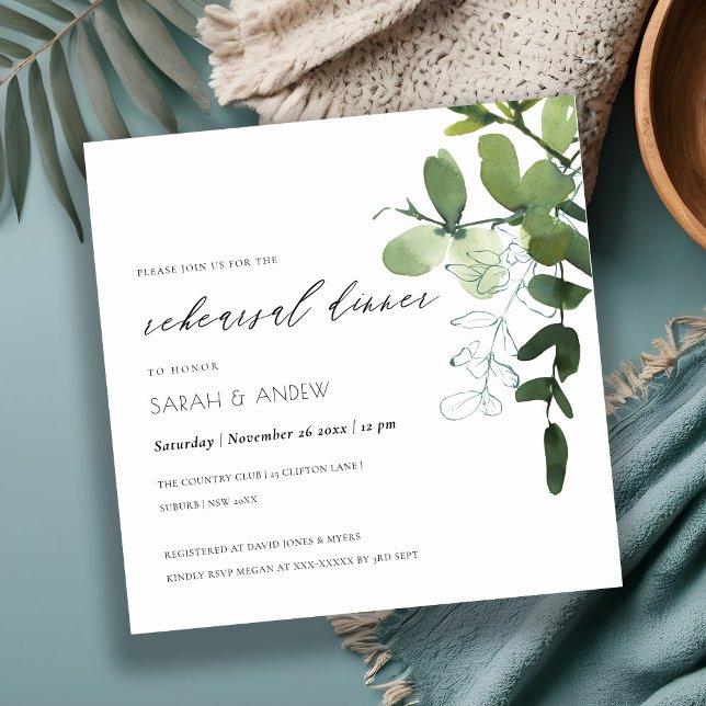 Green Eucalyptus Foliage Rehearsal Dinner Card (Creator Uploaded)