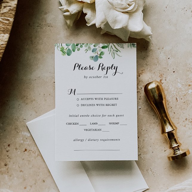Green Eucalyptus Foliage Wedding Menu Choice RSVP (Creator Uploaded)